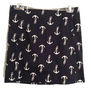 J Crew 0 Mini Skirt nautical Anchor pockets Navy Blue White Red